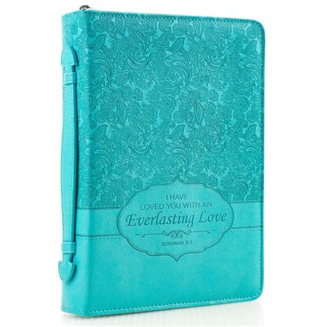 Everlasting Love Turquoise Faux Leather Fashion Bible Cover - Jeremiah 31:3