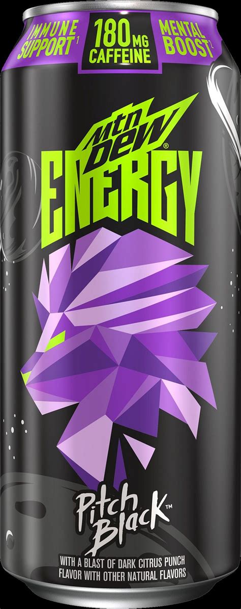 Mountain Dew Energy Pitch Black in 2023 | Immune boosting, Natural flavors, Energy drinks