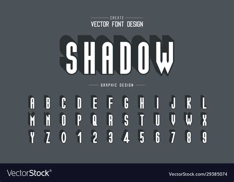 Font and alphabet tall shadow typeface letter Vector Image