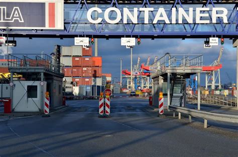 HHLA Container Terminal Main Entrance Editorial Stock Image - Image of additional, shipping ...