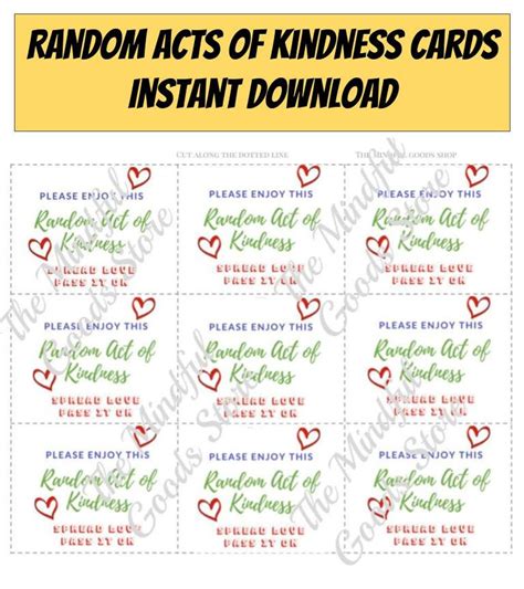 Random Acts of Kindness Cards. Instant Download. Church - Etsy Canada