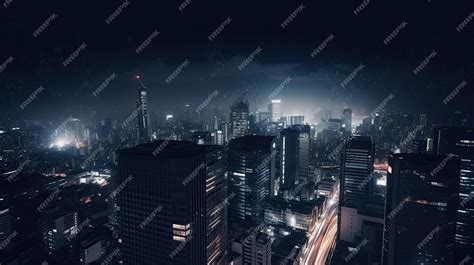 Premium Photo | A dark cityscape with a dark night sky and a cityscape ...