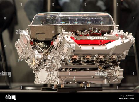 The picture shows a model of a new Honda engine for the Honda F1 team ...