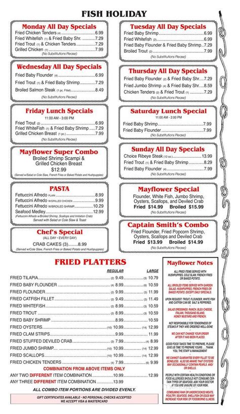 Online Menu of The Mayflower Seafood Restaurant, Roxboro, NC