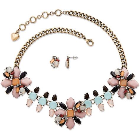 Seta Jewelry Multicolor Crystal Vintage Floral Motif 2-Piece Necklace ...