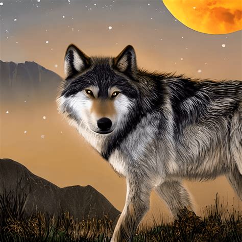 Canadian Wolf in a Beautiful Landscape · Creative Fabrica