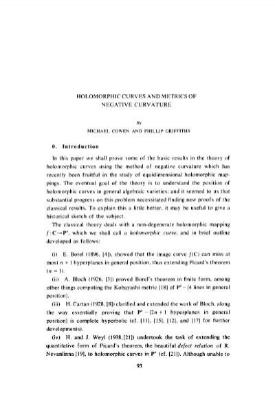 Holomorphic curves and metrics of negative curvature