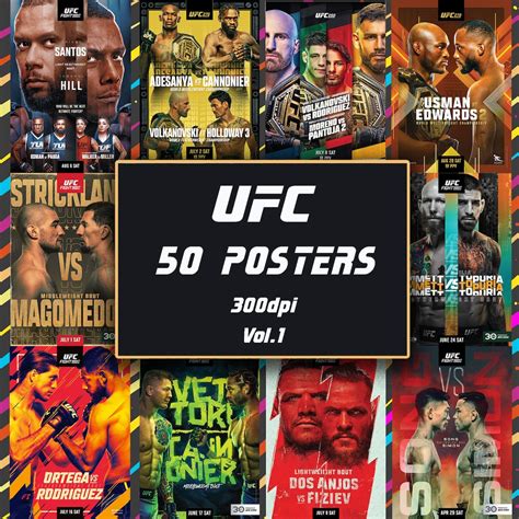 UFC Poster Set of 50, UFC Wall Art, MMA Wall Decor, Boxing Prints, Wrestling Wall Art, Sport Set ...