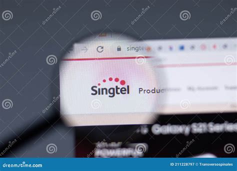 New York, USA - 17 February 2021: SingTel Logo Close Up on Website Page ...