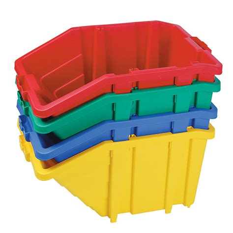 Stackable Recycling Box Bins With Hinged Lids in 4 Colours