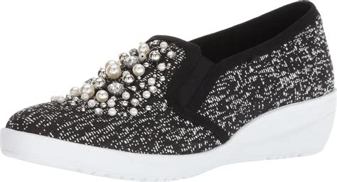 Amazon.com | Anne Klein AK Sport Women's Yevella Sneaker, Black/White Multi Fabric, 9 M US ...