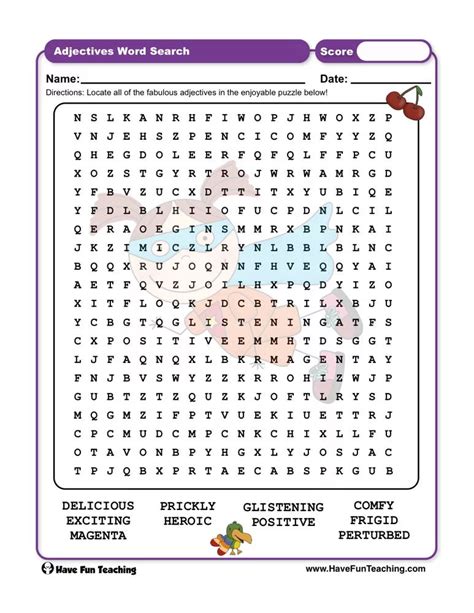 Adjectives Word Search Worksheet - Have Fun Teaching | Schede