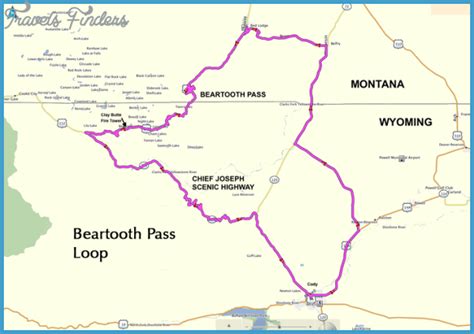 Beartooth Highway Map - TravelsFinders.Com