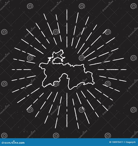 Tajikistan Vector Map Outline with Vintage. Stock Vector - Illustration ...