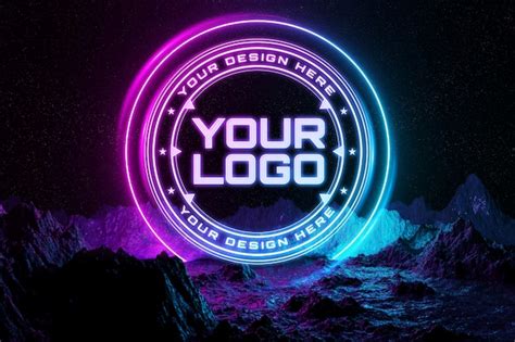 Premium PSD | Neon light logo mockup