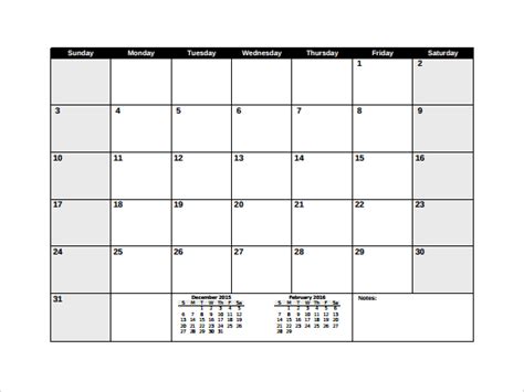 Download Printable Simple Colored Monthly Calendar Pdf