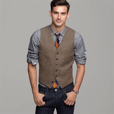 J.Crew Harvest Herringbone Vest in Brown for Men - Lyst