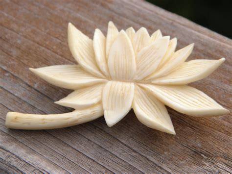 Beautiful Hand Carved Pre Ban Elephant Ivory Lotus Blossom