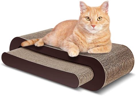 ScratchMe Cat Scratcher Cardboard Lounge Bed, Cat Scratching Post with Catnip, Durable Board ...