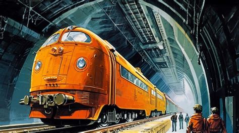 Premium AI Image | An illustration of a train in a tunnel