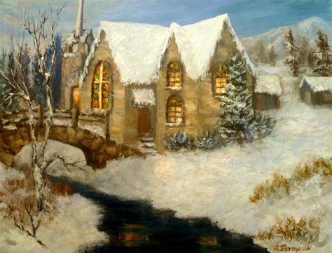 Snow Church Painting | Amber Palomares Fine Art