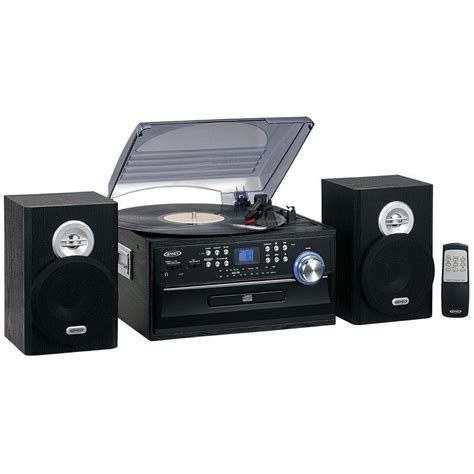 JENSEN 3-Speed Stereo Turntable Music System with CD/Cassette and AM/FM Radio-JTA-475B - The ...