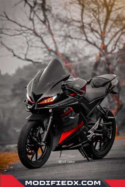 Black-Red Modified Yamaha R15 V3 with Custom Decals