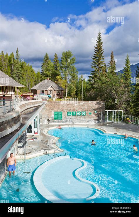 People in the hot water at Banff Upper Hot Springs Pool Banff Hot ...