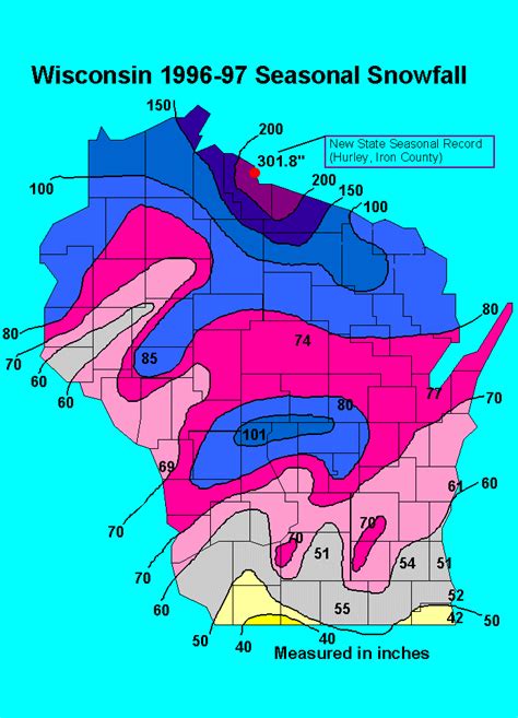 Snow Depth Map Wisconsin - Tourist Map Of English