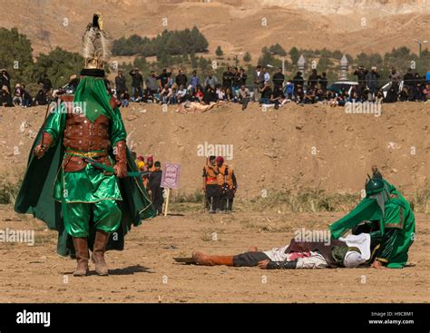 Traditional religious theatre called tazieh about imam hussein death in ...