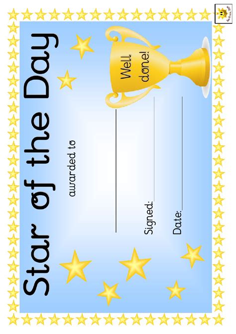 Star Of The Week Certificate Template