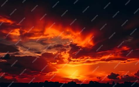 Premium AI Image | A red sky with clouds in the sky