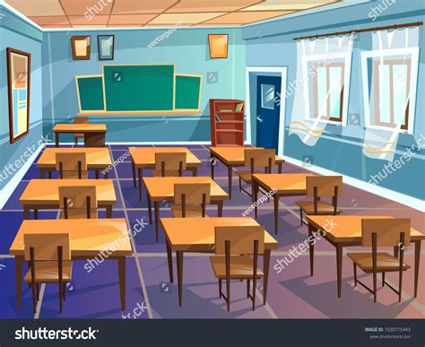 School Classroom Interior Vector Cartoon Illustration Stock Vector (Royalty Free) 1030715443 ...