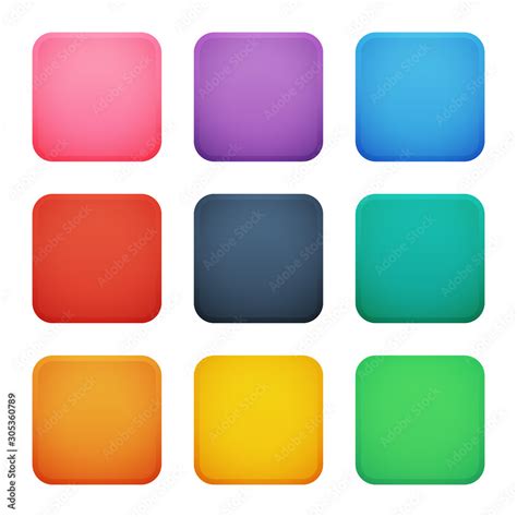 Colorful square buttons set. Vector assets for web or game design, app ...