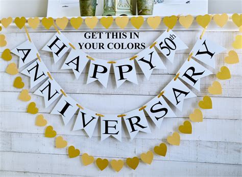 Happy 50th Anniversary Banner Golden Anniversary Party | Etsy