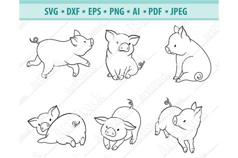 Pig SVG, Mini Pig Svg, Cute Pig svg, Baby pig Png, Dxf, Eps