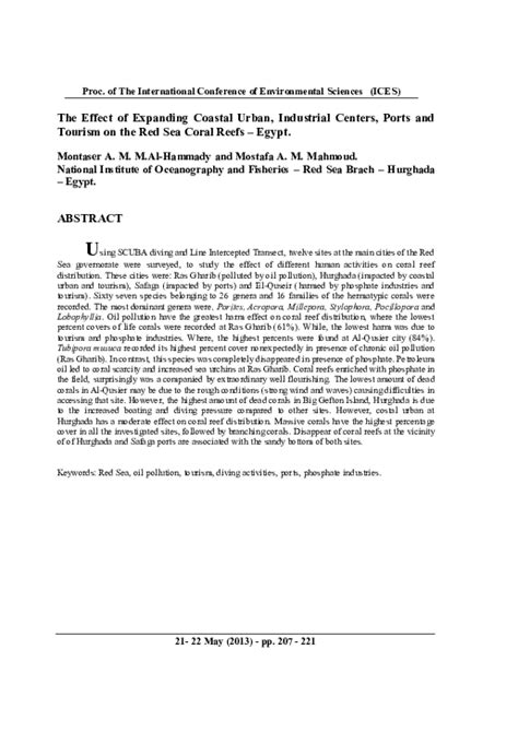 (PDF) The Effect of Expanding Coastal Urban, Industrial Centers, Ports and Tourism on the Red ...