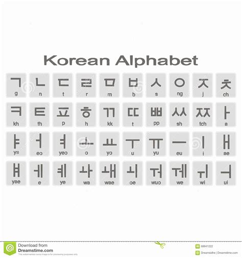 Korean Alphabet Letters Az Inspirational Set Monochrome Icons with Korean Alphabet Stock Vector ...