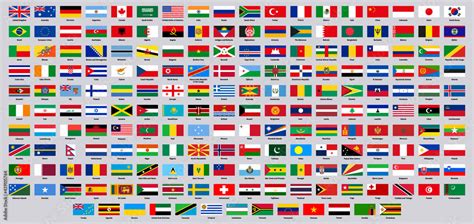 national flags. world countries flag emblems, europe, asia, south and ...