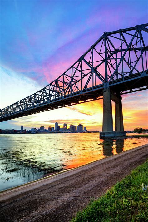 Skyline & Bridge, New Orleans, La Digital Art by Claudia Uripos - Fine ...