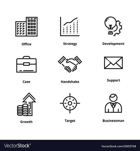 9 business line icons Royalty Free Vector Image