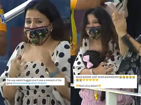 Sakshi Ziva VIRAL video | Emotional Sakshi Dhoni celebrates CSK's thrilling win with daughter ...