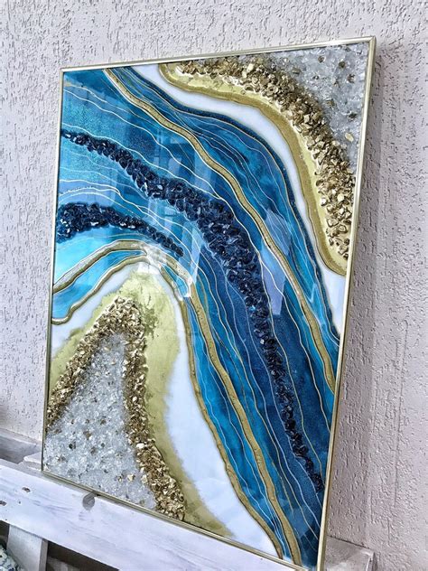 Resin wall art stone cut Original painting Epoxy resin art | Etsy