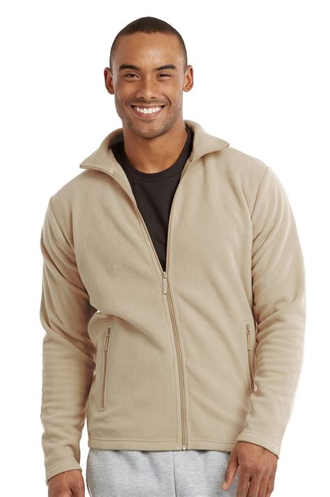 Men's Polar Fleece Zip up Jacket (M, Beige) | Homer's Coat