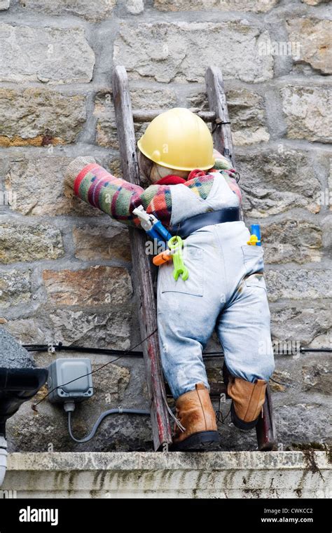 scarecrow at kettlewell festival depicting bob the builder character ...