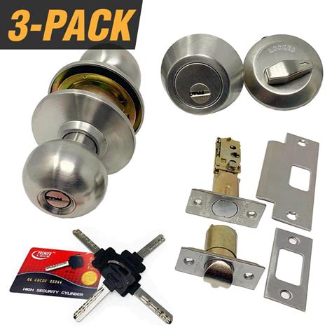 Premier Lock High Security Stainless Steel Combo Lock Set with Keyed-Alike Door Knob and ...