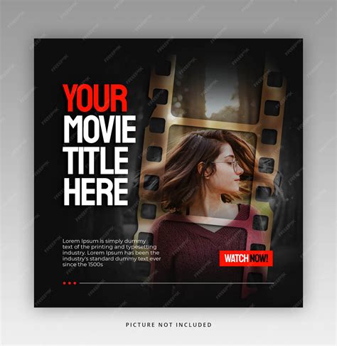 Premium PSD | Square banner template with film or movie frame