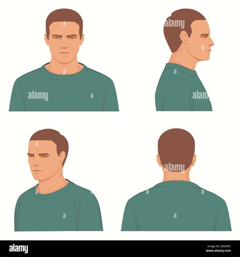 vector man hairstyle ,front, side, profile view of head character Stock Vector Image & Art - Alamy