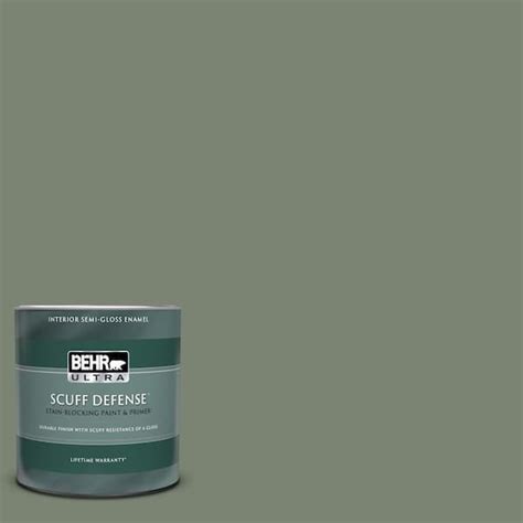 BEHR ULTRA 1 qt. #ICC-77 Sage Green Extra Durable Semi-Gloss Enamel ...