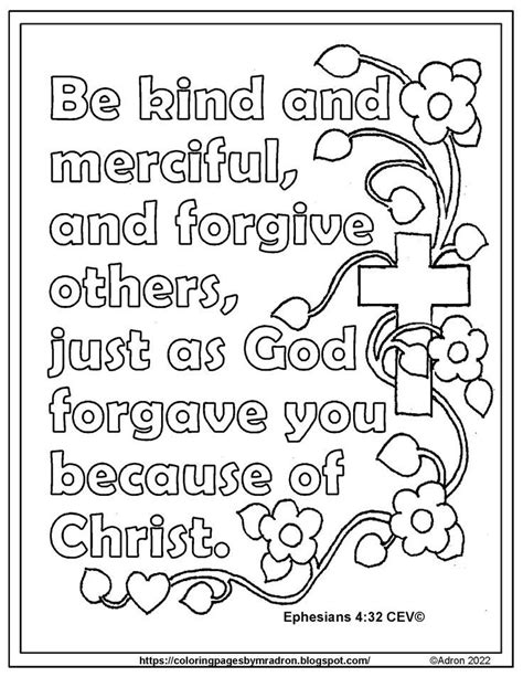 Free Ephesians 4:32 Print and Color Page, be Kind to One Another Bible ...